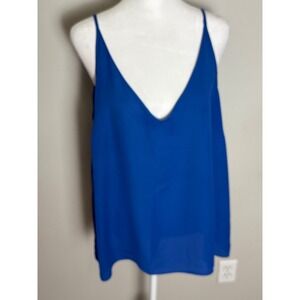 Papaya Weekend Royal Blue V-Neck Cami Tank Top Sleeveless Blouse Womens Size 18